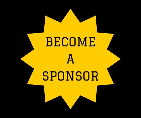Become a sponsor in black on gold star with black background