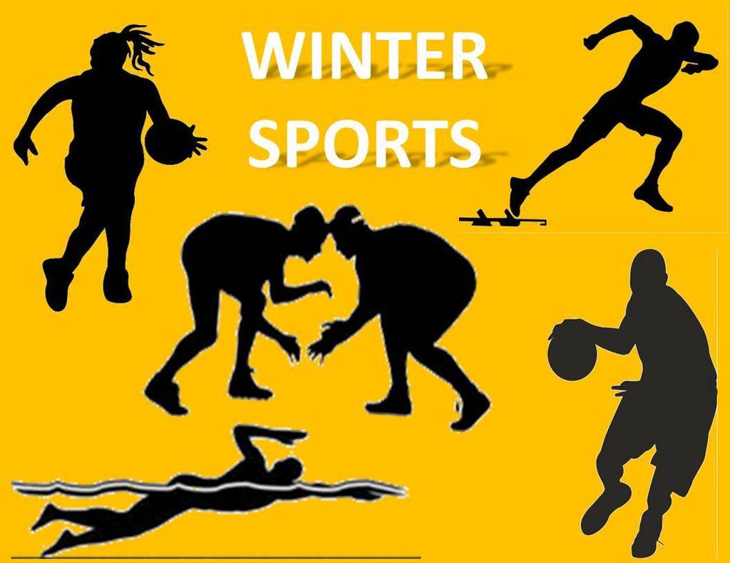 winter sports with silhouettes of athletes